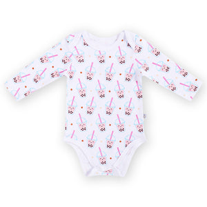 the wee bean organic cotton onesie long sleeve in boba