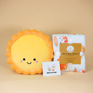 the wee bean egg tart snuggles gift set with egg tart plushie, cha chaan teng minky fleece blanket in gift set