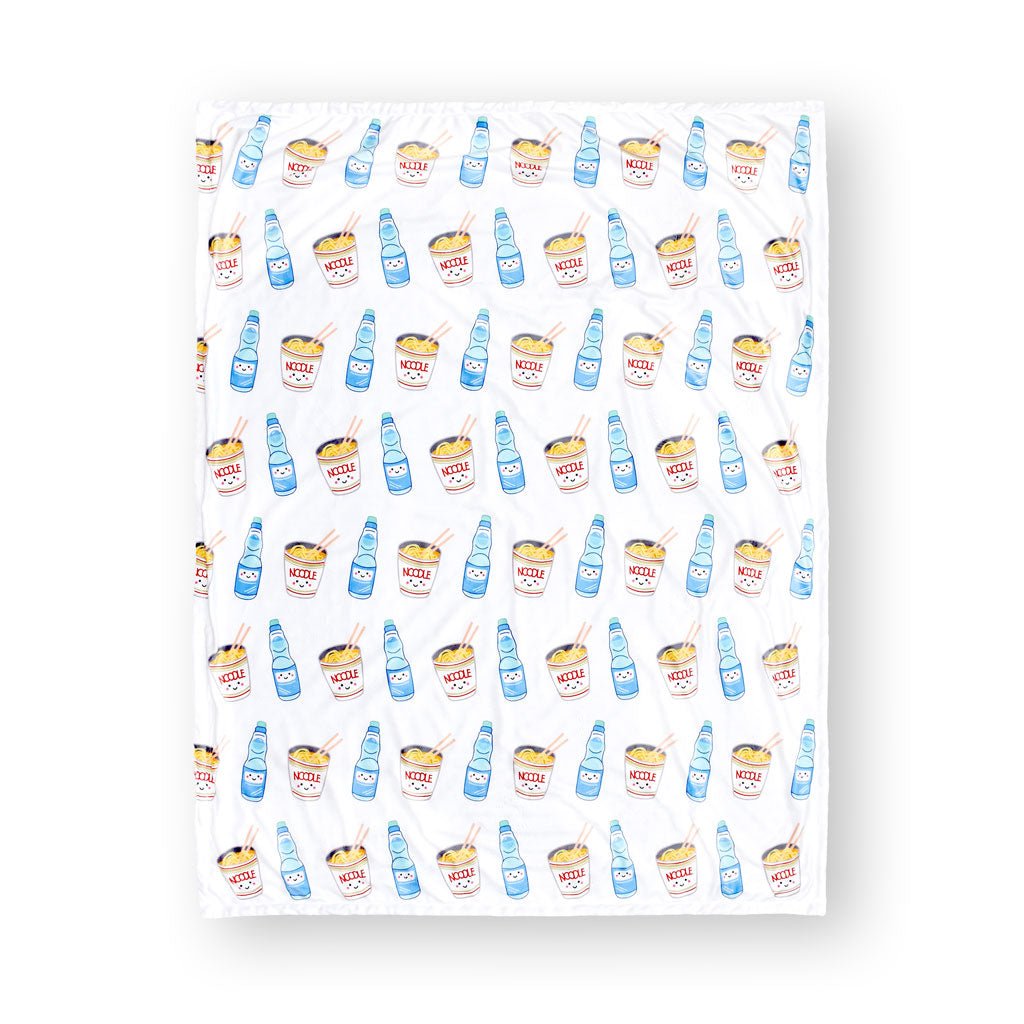 the wee bean minky fleece blanket in cup noodle and ramune soda 